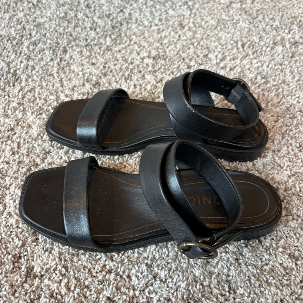 Vionic Black Leather Crisscross Ankle Strap Sandals - Picture 3 of 8